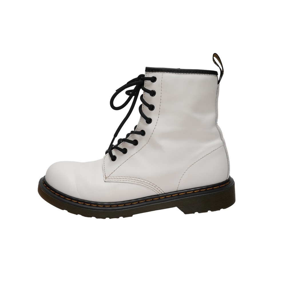 Dr.‎ Martens 1460 Y Combat Boots Women 7 White AirWair Side Zip Bouncing Sole